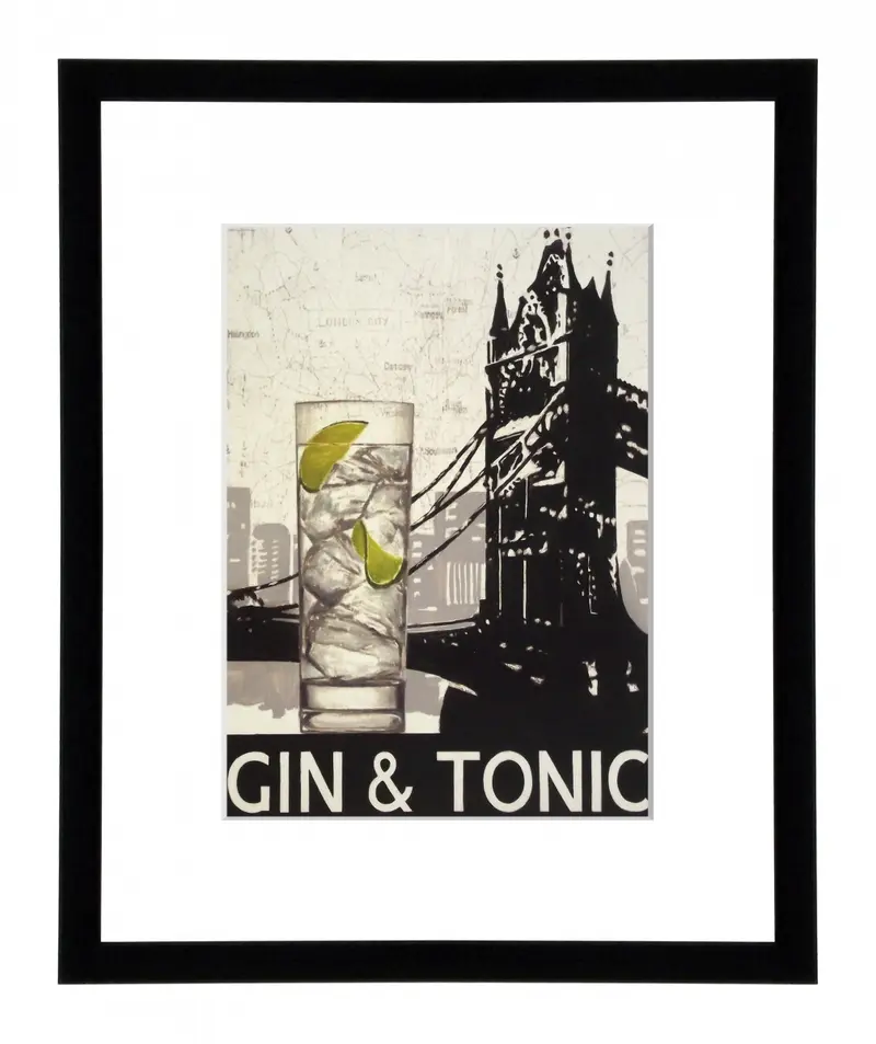 Obraz Drinki, Gin&Tonic w ramie z passe-partout 25x30 cm