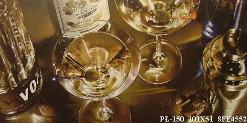 Obraz Drinki i butelki na stole 101x51 cm