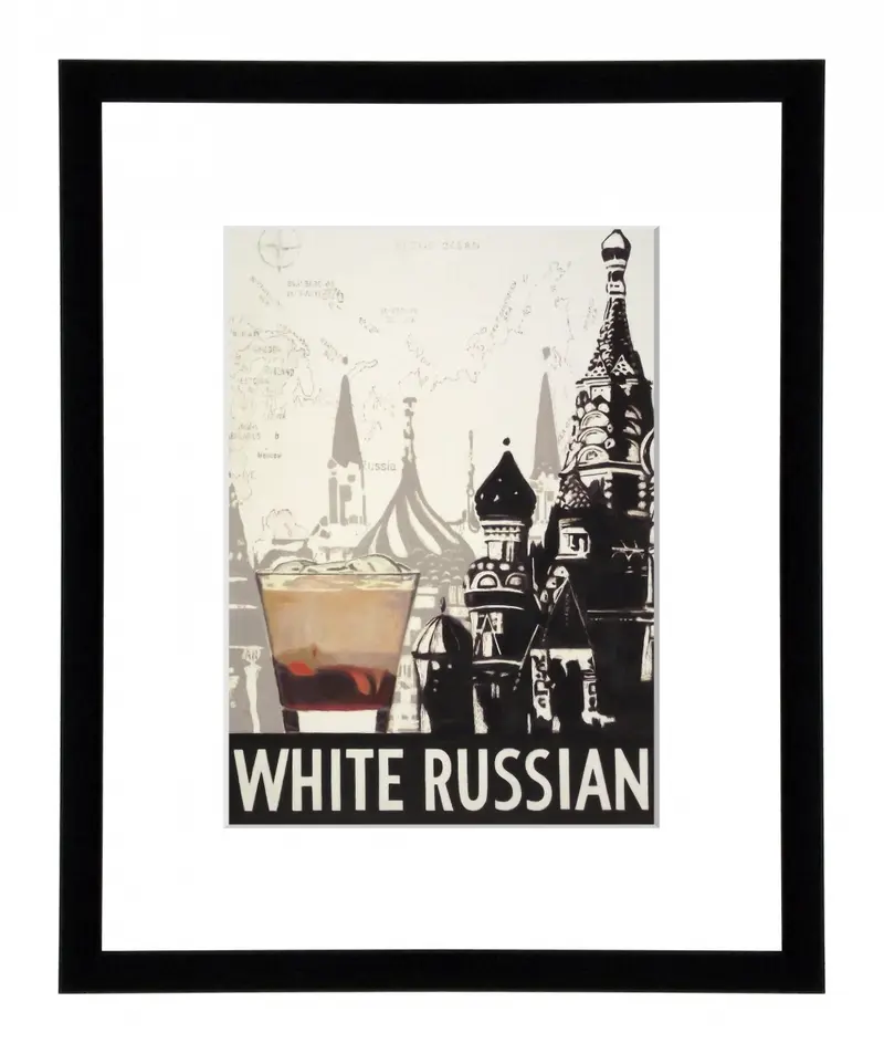 Obraz Drinki, White Russian w ramie z passe-partout 25x30 cm