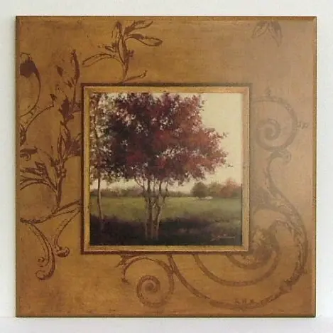 Obraz Drzewo na tle ornamentu na płycie 51x51 cm