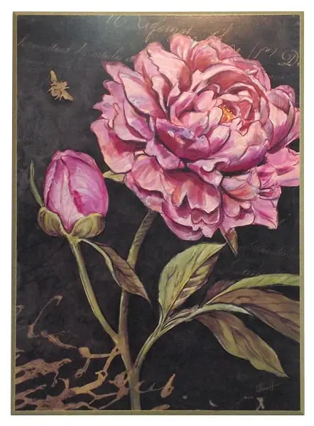 Obraz Duża główka kwiatu, różowa peonia na płycie 51x71 cm