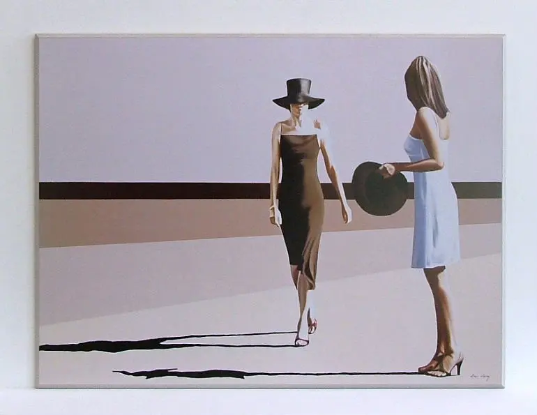 Obraz Dziewczyny idące z kapeluszami 81x61 cm