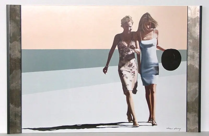 Obraz Dziewczyny idące z kapeluszem 80x60 cm