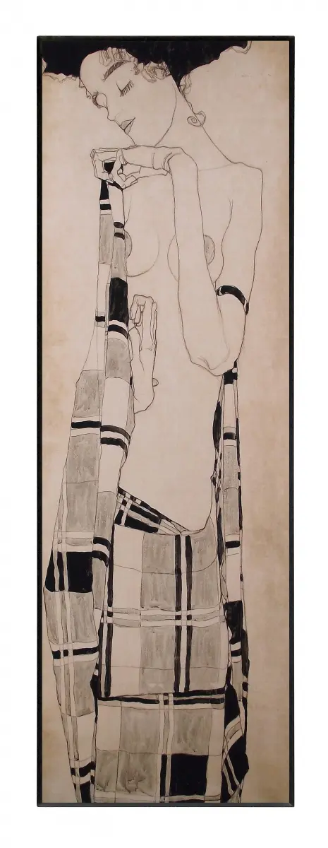 Obraz Egon Schiele, Stojąca Dziewczyna na płycie 35x97 cm
