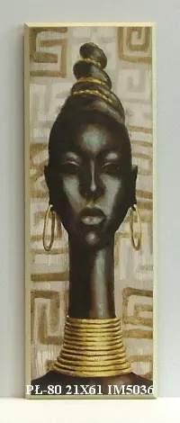 Obraz Etniczna głowa ze złotą biżuterią 21x61 cm