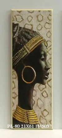 Obraz Etniczna głowa ze złotą biżuterią 21x61 cm