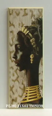 Obraz Etniczna głowa ze złotą biżuterią 21x61 cm