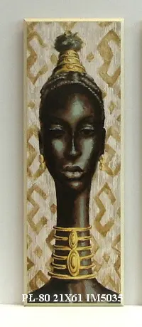 Obraz Etniczna głowa ze złotą biżuterią 21x61 cm
