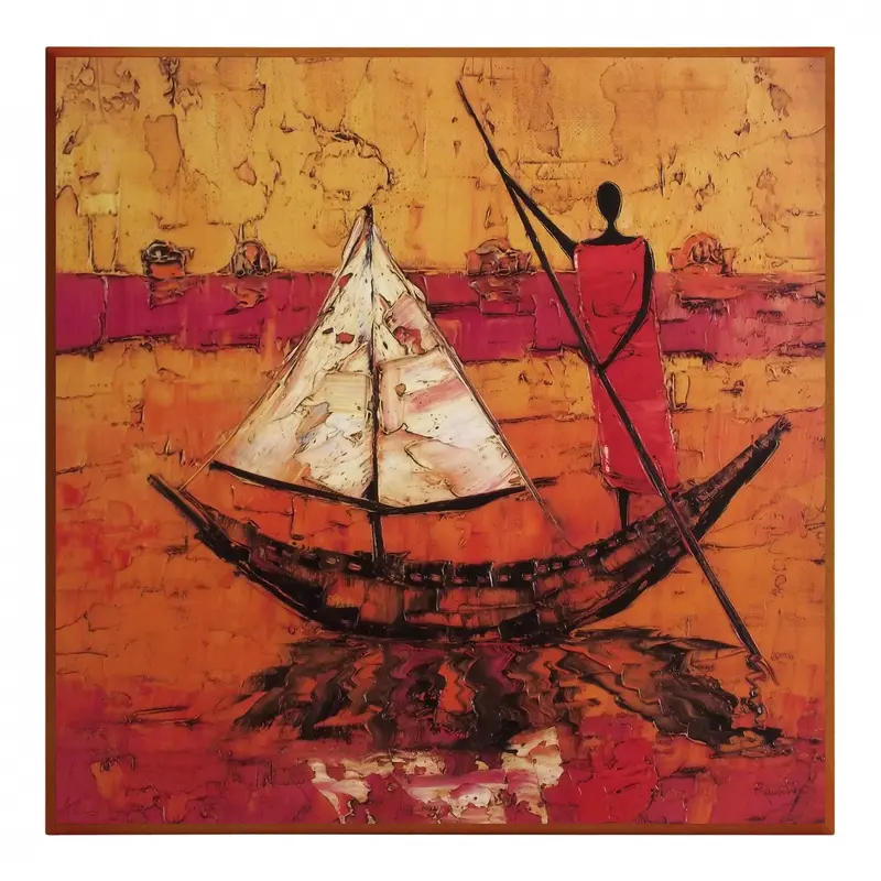 Obraz Etniczny pejzaż w czerwieni 51x51 cm