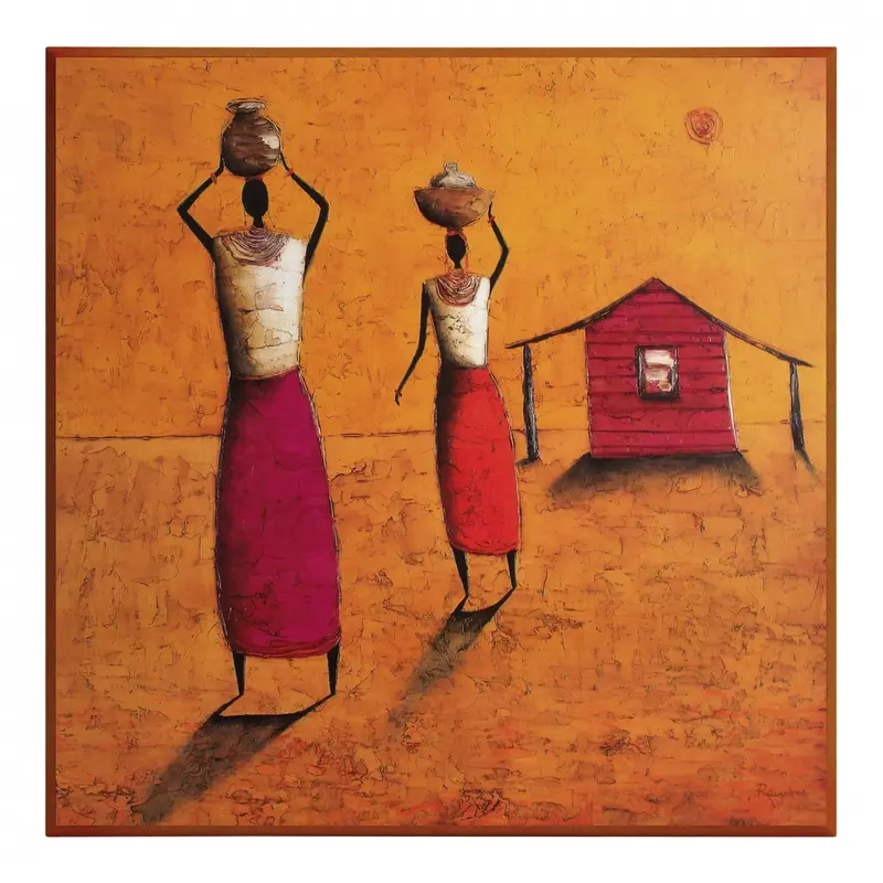 Obraz Etniczny pejzaż w czerwieni 51x51 cm