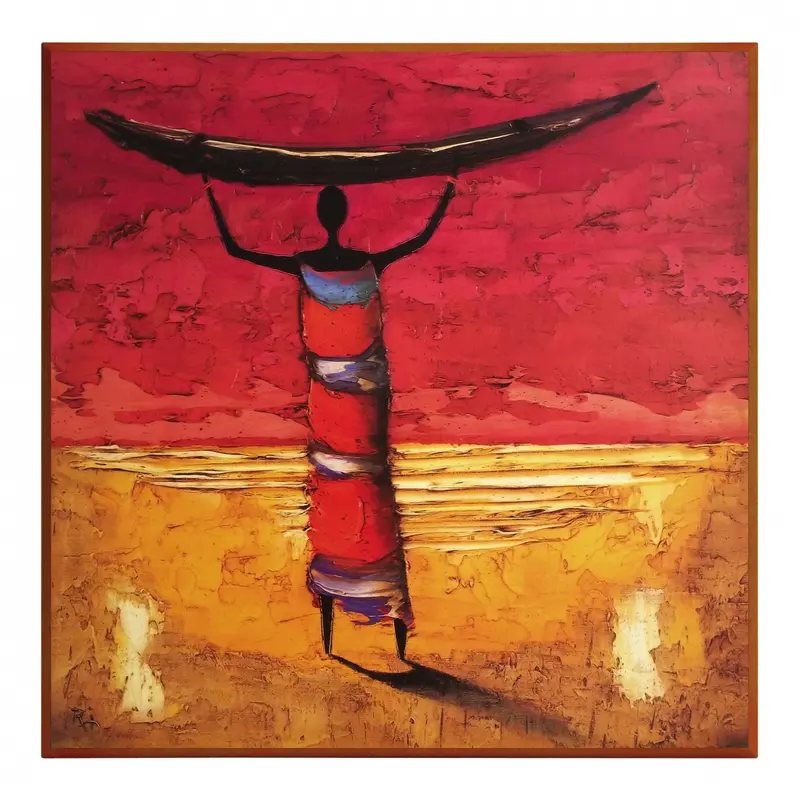 Obraz Etniczny pejzaż w czerwieni 51x51 cm