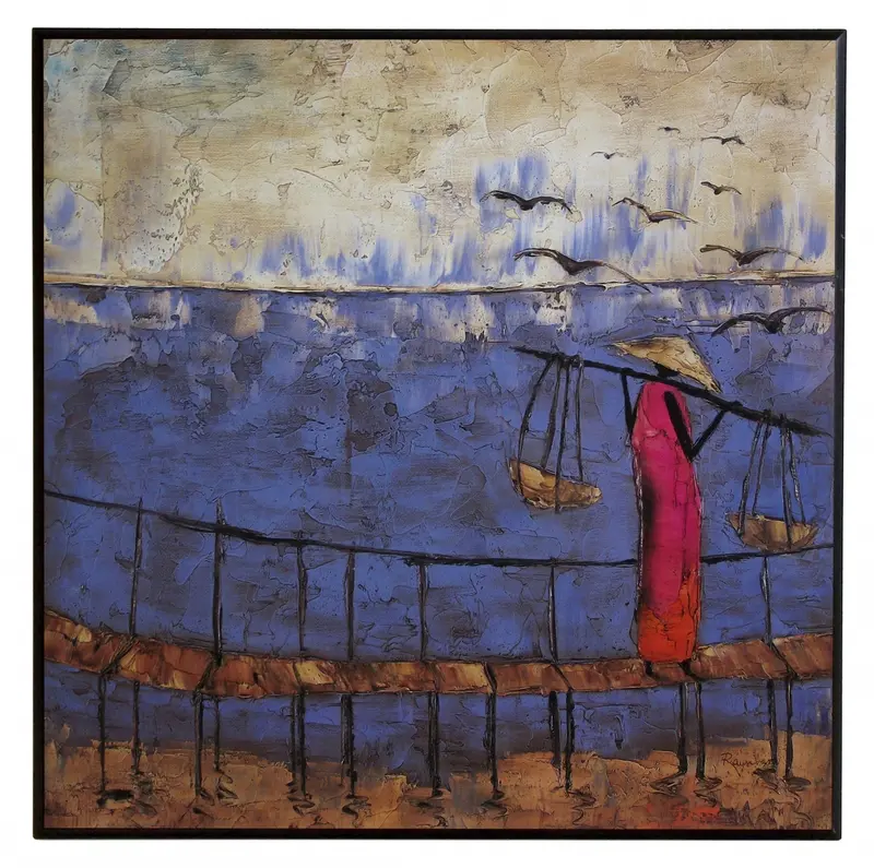 Obraz Etniczny pejzaż, z mostkiem 51x51 cm