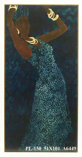 Obraz Etnika - tańcząca kobieta we wzorzystej sukni 51x101 cm