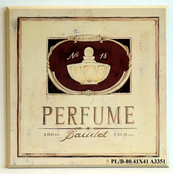 Obraz Etykieta perfum, vintage na płycie z pogrubieniem 41x41 cm