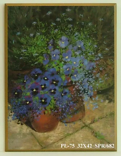 Obraz Fioletowe kwiaty w donicy 32x42 cm