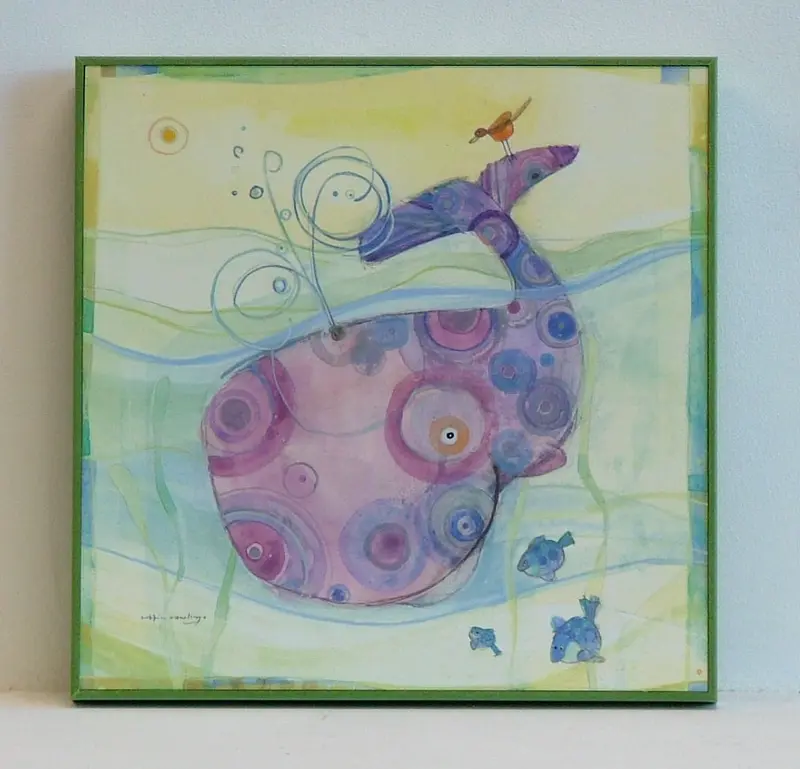 Obraz Fioletowy wieloryb kasetonowej 24x24 cm