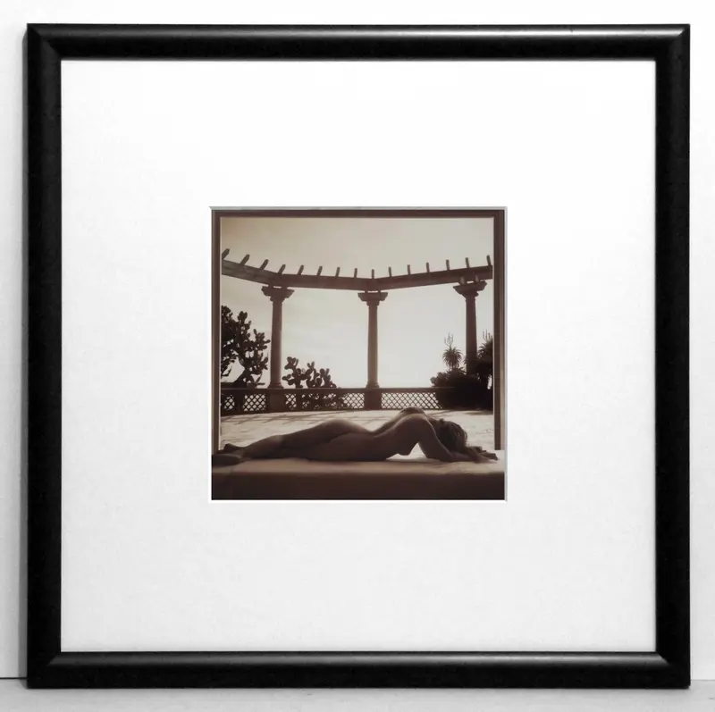 Obraz Fotografia architektury, Akt kobiety, Egzotyczny ogród, sepia 30x30 cm