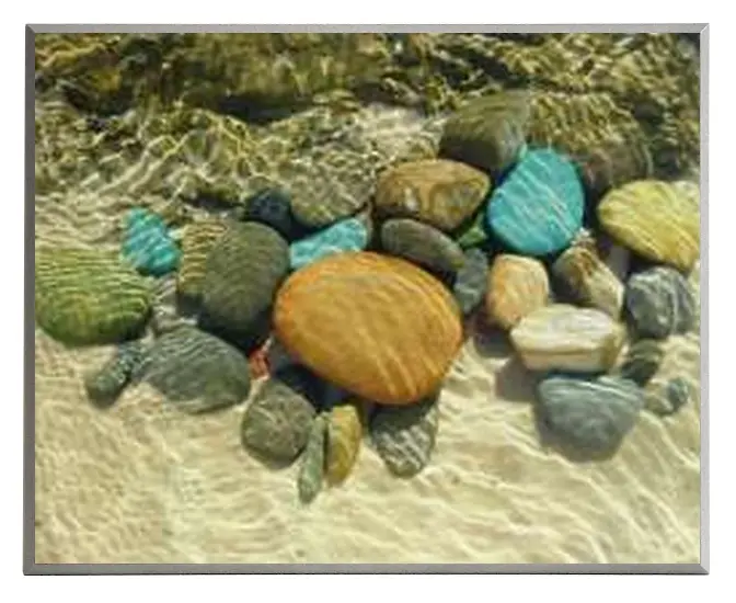 Obraz Fotografie znad morza, kolorowe kamienie na płycie 51x41 cm