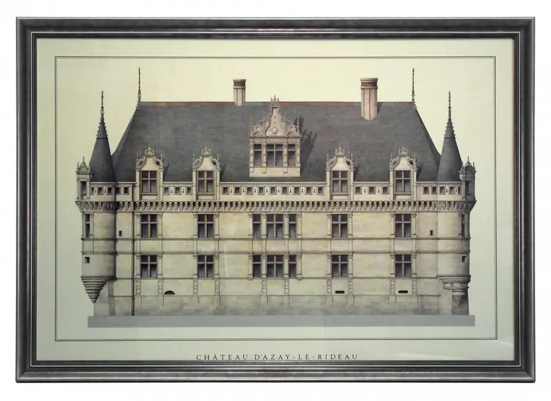 Obraz Francuska Architektura, Chateau d'Azay-Le-Rideau 84x57,5 cm