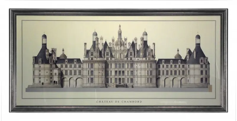 Obraz Francuska Architektura, Chateau de Chambord w ramie 100x45 cm