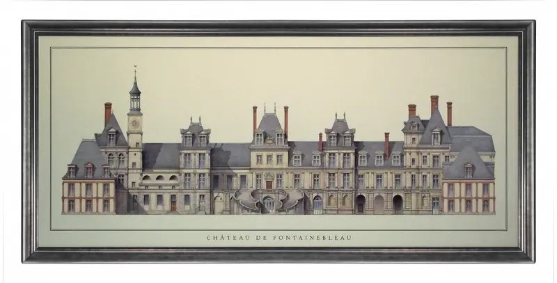 Obraz Francuska Architektura, Chateau de Fontainebleau w ramie 100x45 cm