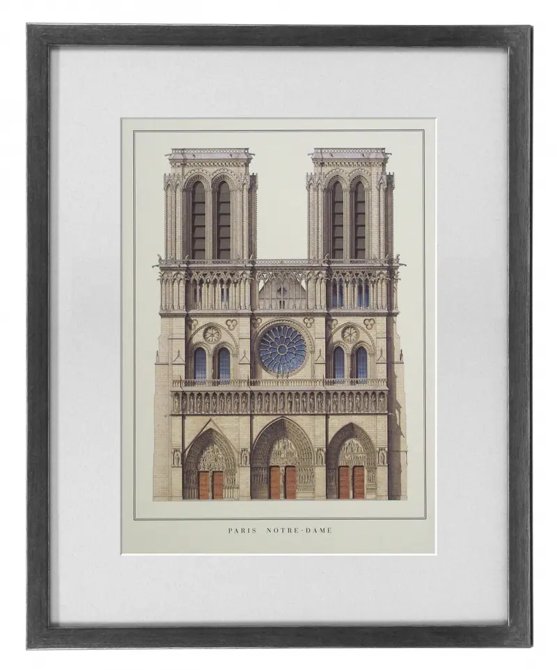 Obraz Francuska Architektura, Paris Notre-Dame w ramie z passe-partout 37X50 cm