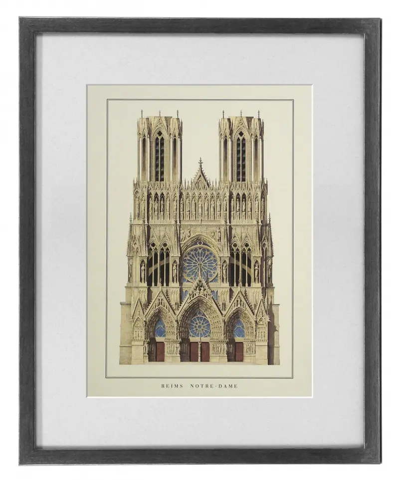 Obraz Francuska Architektura, Reims Notre-Dame w ramie z passe-partout 37X50 cm