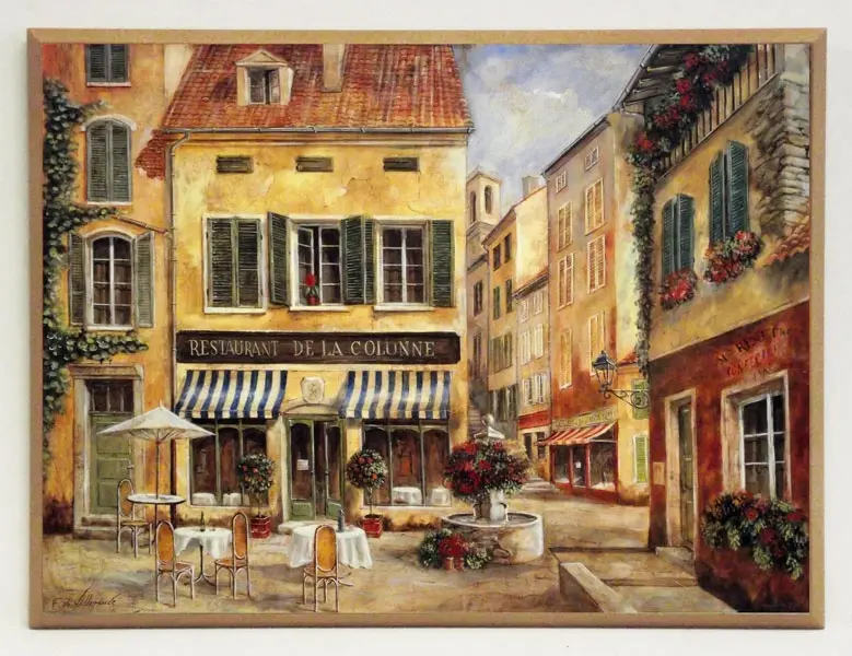 Obraz Francuska uliczka, restauracja 41x31 cm