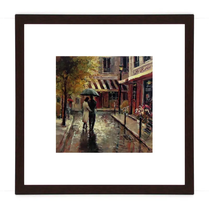 Obraz Francuskie kawiarenki II w ramie z passe-partout 30x30 cm