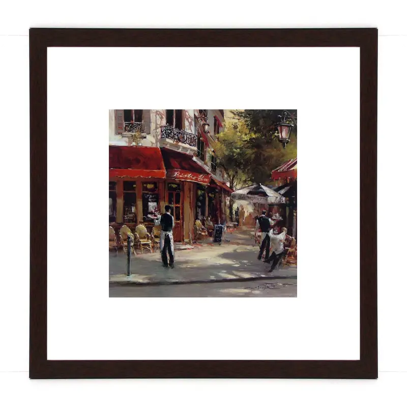 Obraz Francuskie kawiarenki III w ramie z passe-partout 30x30 cm