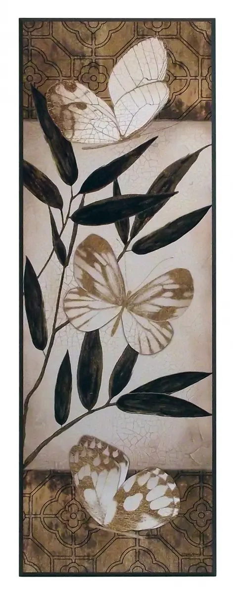 Obraz Gałązka z motylami na tle mozaiki na płycie 34x96 cm