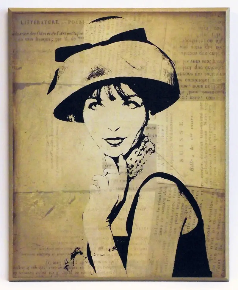 Obraz Gazeta modowa, kobieta w kapeluszu 42x52 cm
