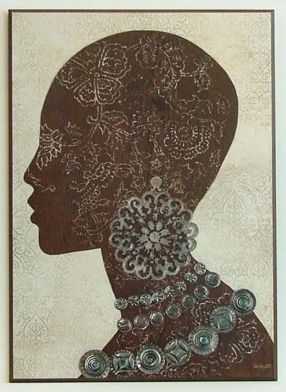 Obraz Głowa Afrykanki z ornamentami 51x71 cm