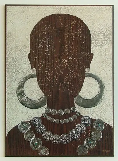 Obraz Głowa Afrykanki z ornamentami 51x71 cm