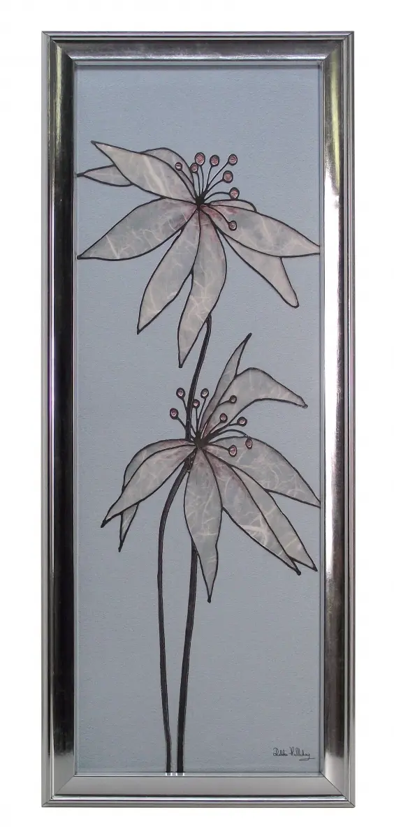 Obraz Graficzna suszka ze srebrnym konturem w ramie 25x70 cm
