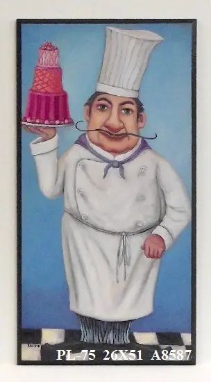 Obraz Grafika, cukiernik z tortem 26x51 cm