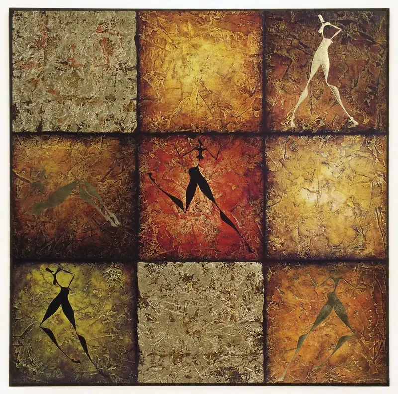 Obraz Grafika etniczna, postacie kobiet na płycie 90x90 cm