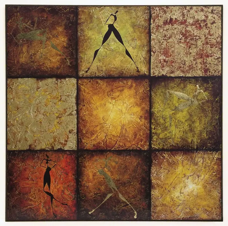 Obraz Grafika etniczna, postacie kobiet na płycie 90x90 cm