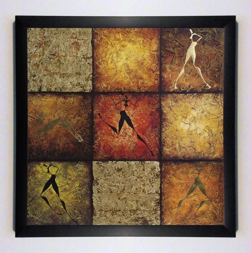 Obraz Grafika etniczna, postacie kobiet w ramie 50x50 cm