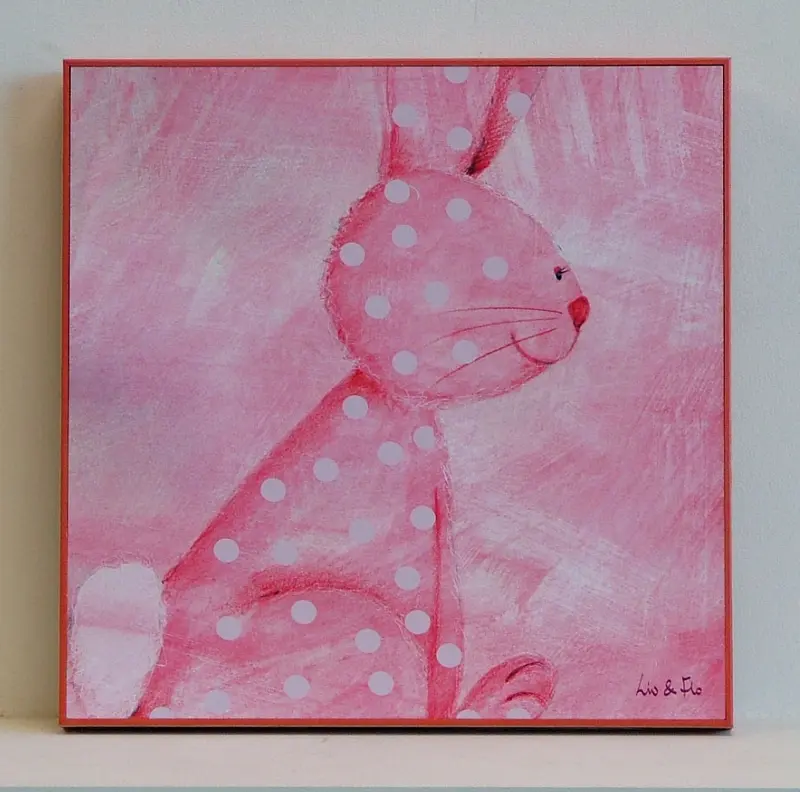 Obraz Groszkowe zwierzątka, królik kasetonowej 30x30 cm