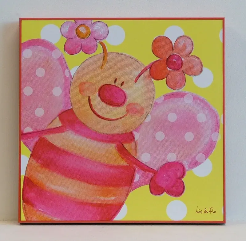Obraz Groszkowe zwierzątka, motylek kasetonowej 30x30 cm