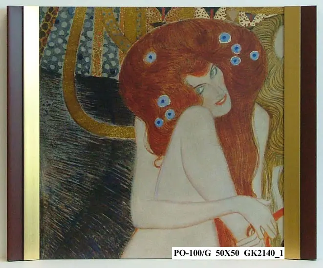 Obraz Gustav Klimt, Fryz Beethovena' - detal w półramie 50x50 cm