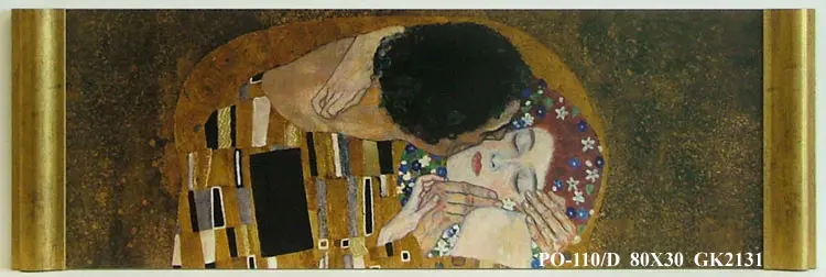 Obraz Gustav Klimt, Pocałunek w półramie 80x30 cm