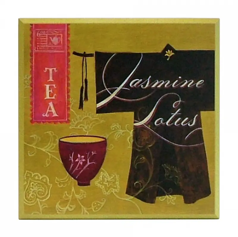 Obraz Herbaciane etykiety, Jasmine Lotus na płycie 31x31 cm