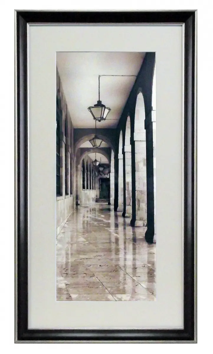 Obraz Hiszpańskie arkady czarnej + srebro z passe-partout 30x60 cm