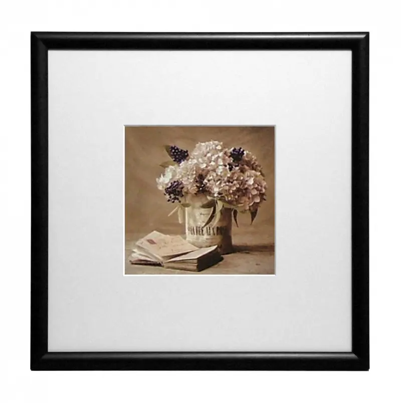 Obraz Hortensje w metalowej puszce w ramie z passe-partout 30x30 cm