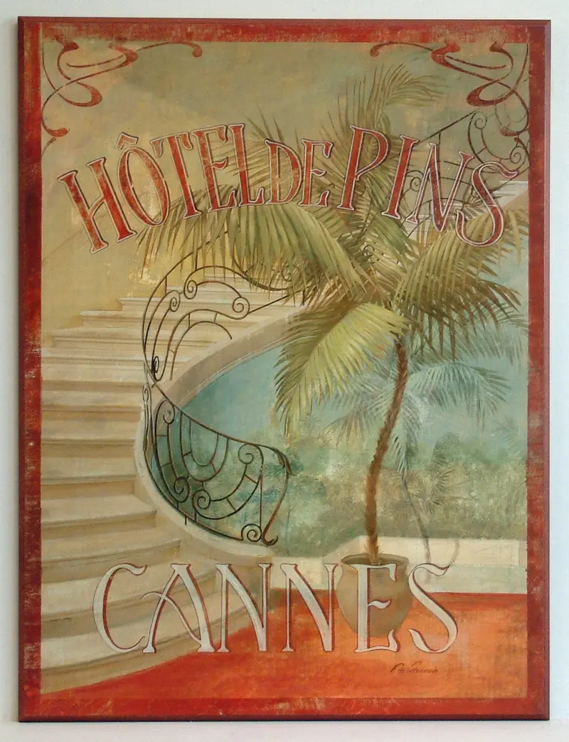 Obraz Hotel De Pins, egzotyczny afisz na płycie 61x81 cm
