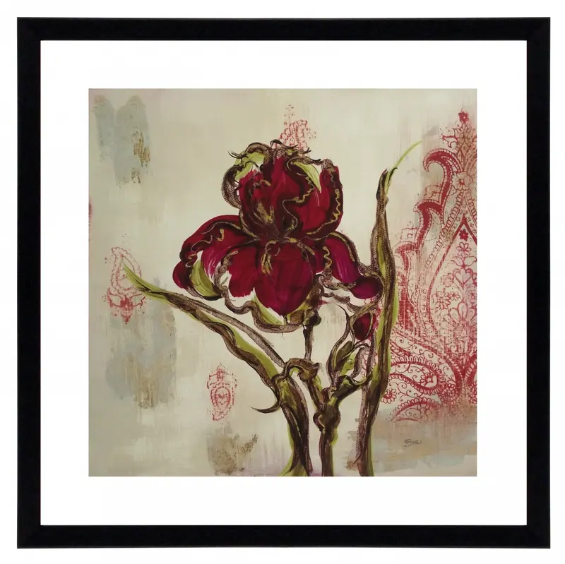 Obraz Irys z ornamentami w ramie z passe-partout 60x60 cm