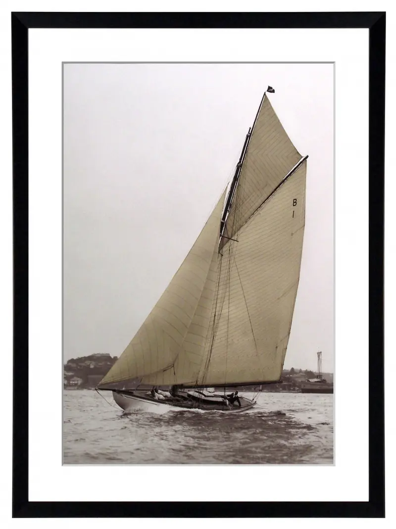 Obraz Jacht Vintage I w ramie z passe-partout 60x80 cm