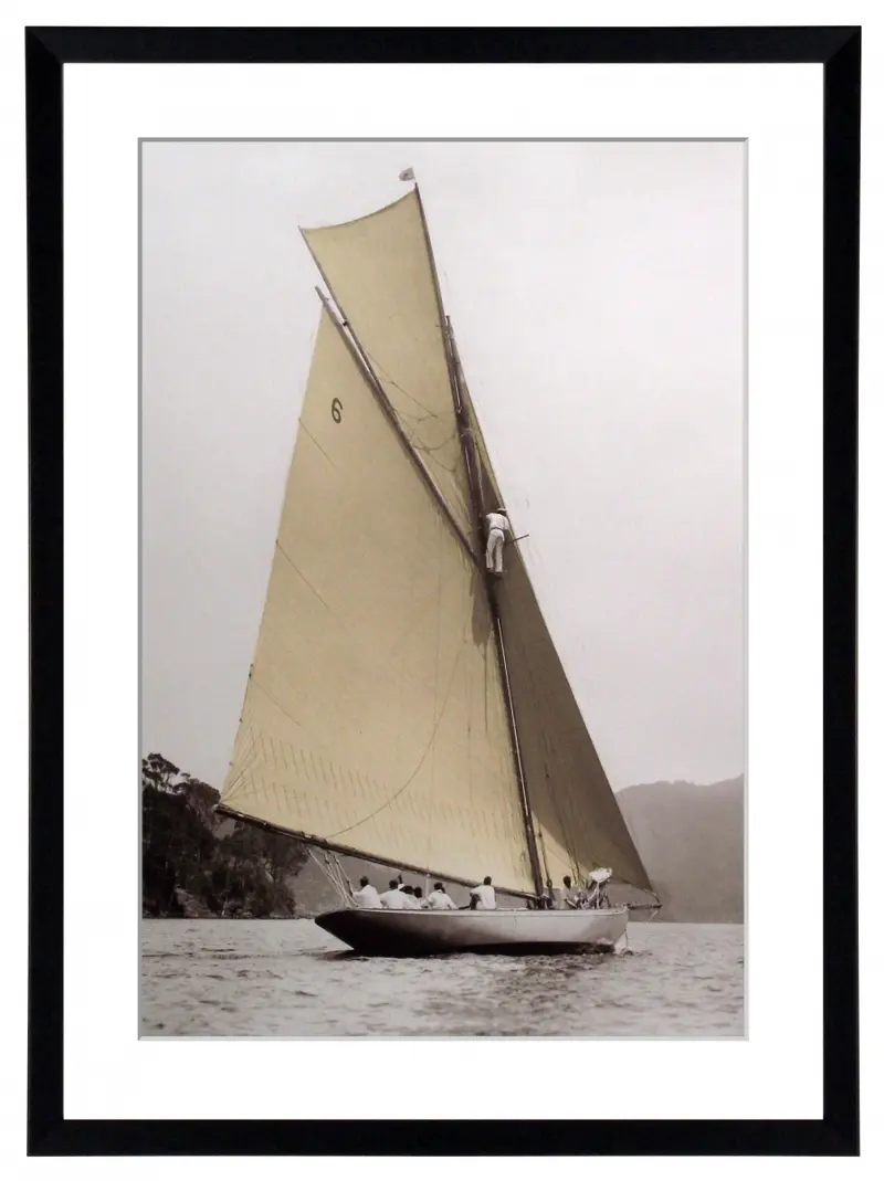 Obraz Jacht Vintage II w ramie z passe-partout 60x80 cm